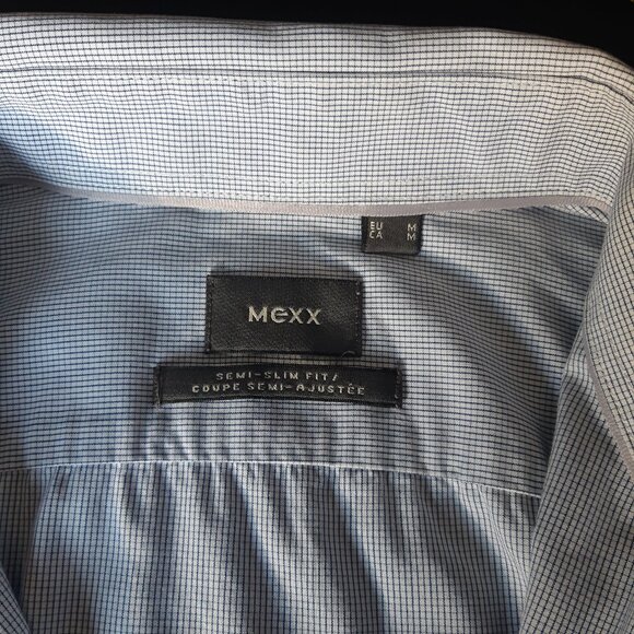 MEXX French Cuff SZ M Semi Slim Fit Men's Blue & White Check Button Up Shirt - Picture 5 of 15